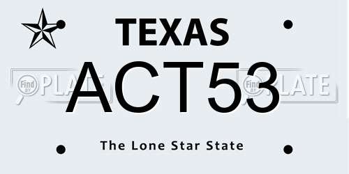 ACT53 Texas License Plate