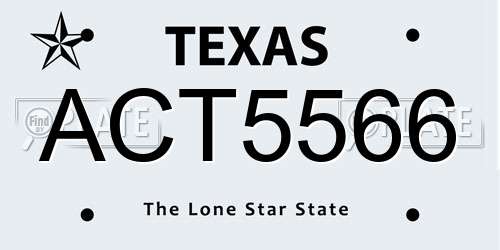 ACT5566 Texas License Plate