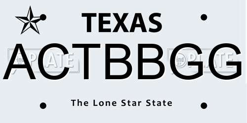 ACTBBGG Texas License Plate
