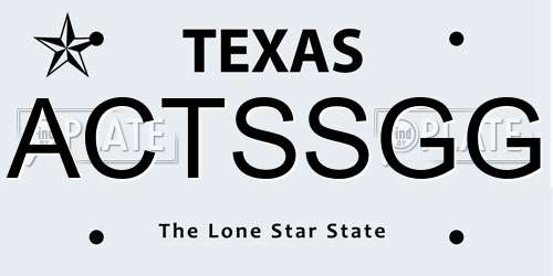 ACTSSGG Texas License Plate