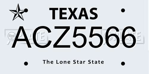 ACZ5566 Texas License Plate