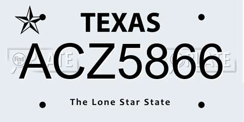 ACZ5866 Texas License Plate