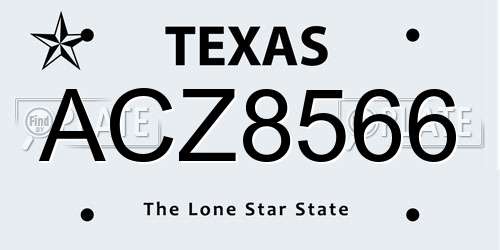 ACZ8566 Texas License Plate