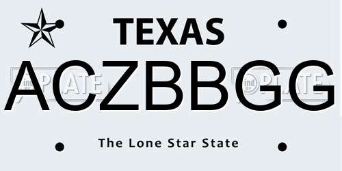 ACZBBGG Texas License Plate