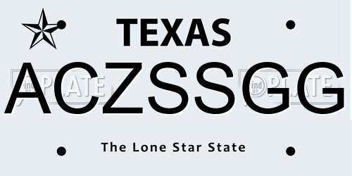 ACZSSGG Texas License Plate