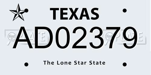 AD02379 Texas License Plate
