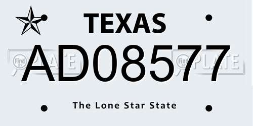 AD08577 Texas License Plate