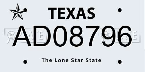 AD08796 Texas License Plate