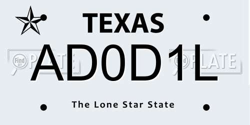 AD0D1L Texas License Plate
