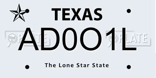 AD0O1L Texas License Plate