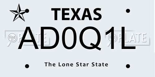 AD0Q1L Texas License Plate