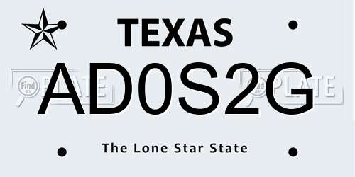 AD0S2G Texas License Plate