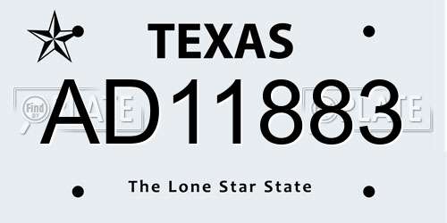 AD11883 Texas License Plate