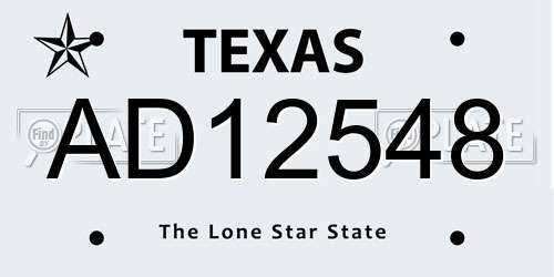 AD12548 Texas License Plate