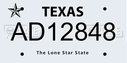 AD12848 Texas License Plate