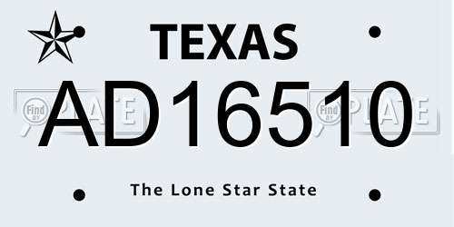 AD16510 Texas License Plate