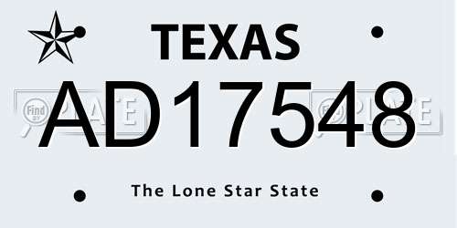 AD17548 Texas License Plate