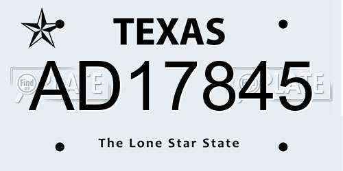 AD17845 Texas License Plate