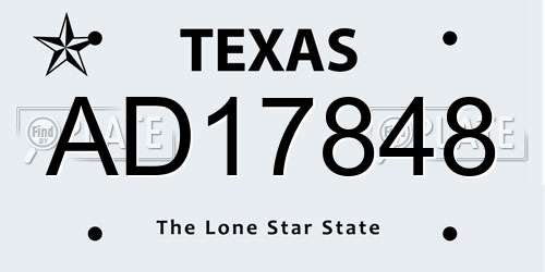 AD17848 Texas License Plate