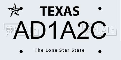 AD1A2C Texas License Plate