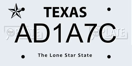 AD1A7C Texas License Plate
