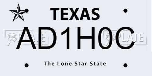 AD1H0C Texas License Plate