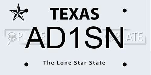 AD1SN Texas License Plate
