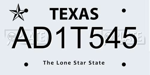 AD1T545 Texas License Plate