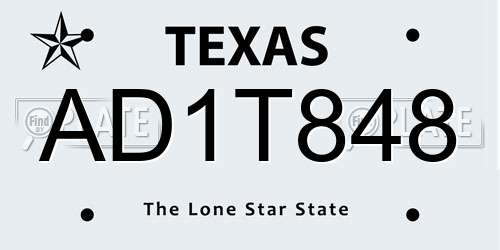 AD1T848 Texas License Plate