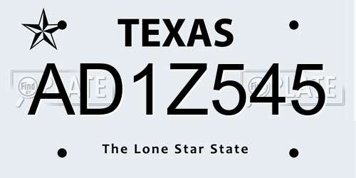 AD1Z545 Texas License Plate