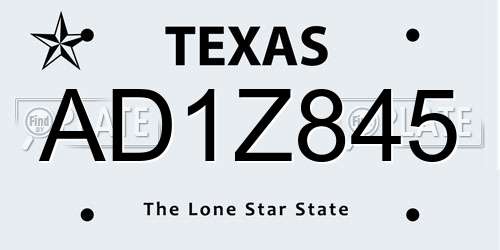 AD1Z845 Texas License Plate