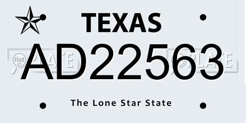 AD22563 Texas License Plate