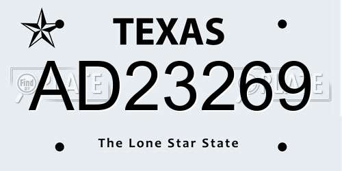 AD23269 Texas License Plate