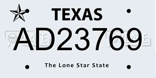 AD23769 Texas License Plate