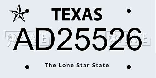 AD25526 Texas License Plate