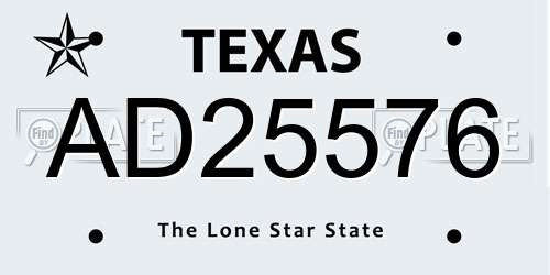 AD25576 Texas License Plate