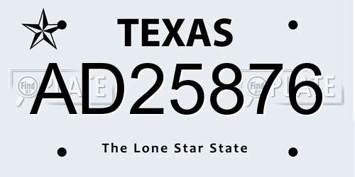 AD25876 Texas License Plate