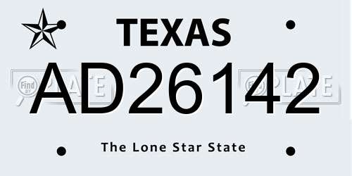 AD26142 Texas License Plate