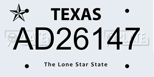 AD26147 Texas License Plate