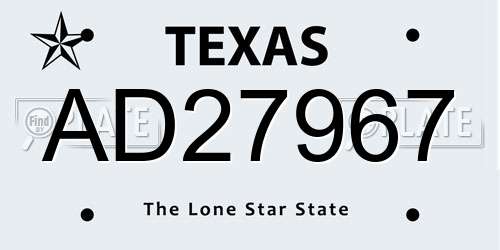 AD27967 Texas License Plate