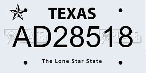 AD28518 Texas License Plate