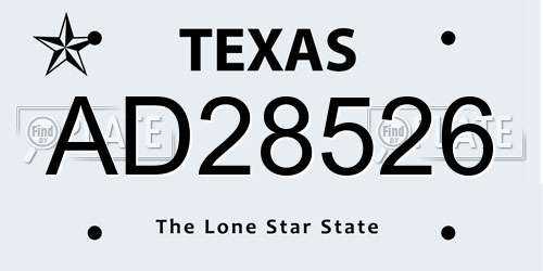AD28526 Texas License Plate