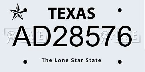 AD28576 Texas License Plate