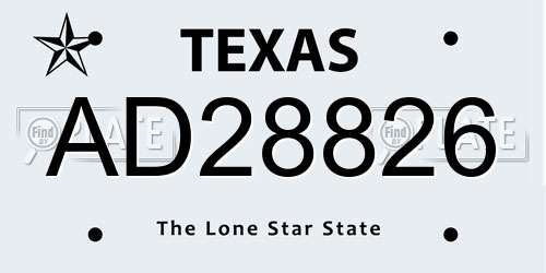 AD28826 Texas License Plate