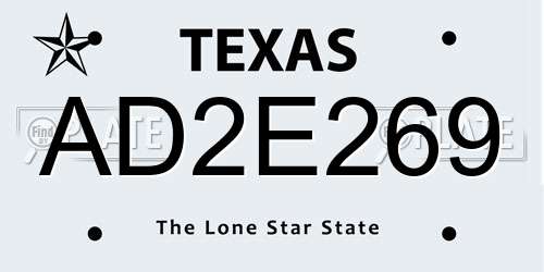 AD2E269 Texas License Plate