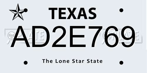 AD2E769 Texas License Plate