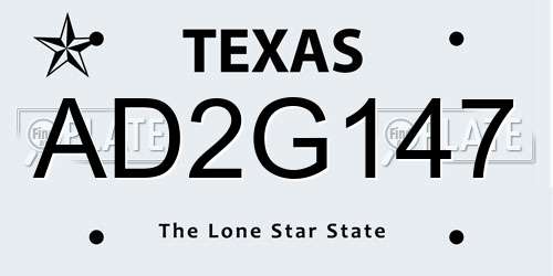 AD2G147 Texas License Plate
