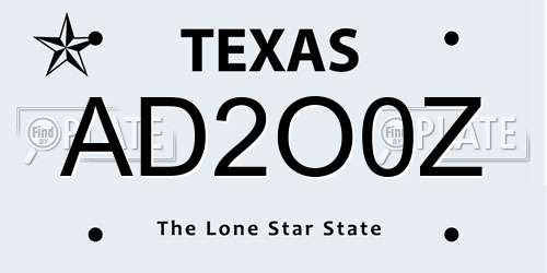 AD2O0Z Texas License Plate