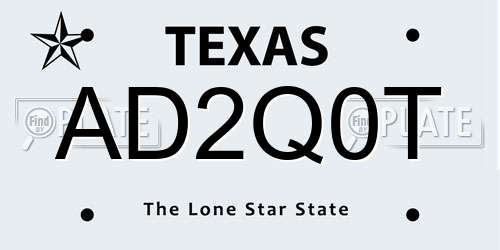 AD2Q0T Texas License Plate