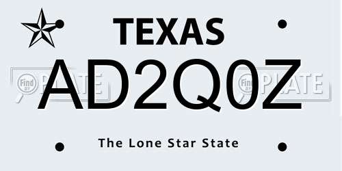 AD2Q0Z Texas License Plate